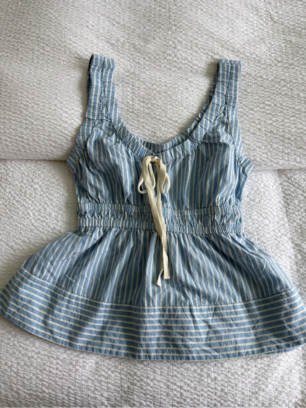 Anthropologie Light Blue and White Striped tank top